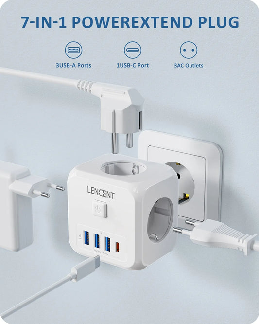 Wall Socket Extender with Charger On/Off Switch for Home